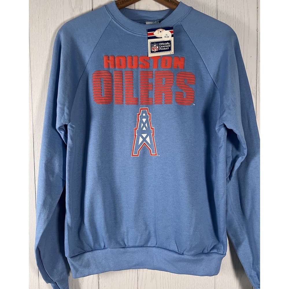 Vintage HOUSTON OILERS NFL Football Texas Youth XL DEADSTOCK USA Oil‎ Rig 1980's